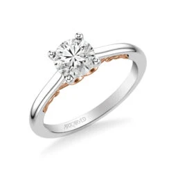 ArtCarved Bridal Artcarved Bridal Mounted With CZ Center Classic Lyric Engagement Ring Carly 14K White Gold Primary & 14K Rose Gold