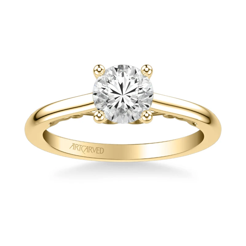 ArtCarved Bridal Artcarved Bridal Mounted With CZ Center Classic Lyric Engagement Ring Carly 14K Yellow Gold - Image 2