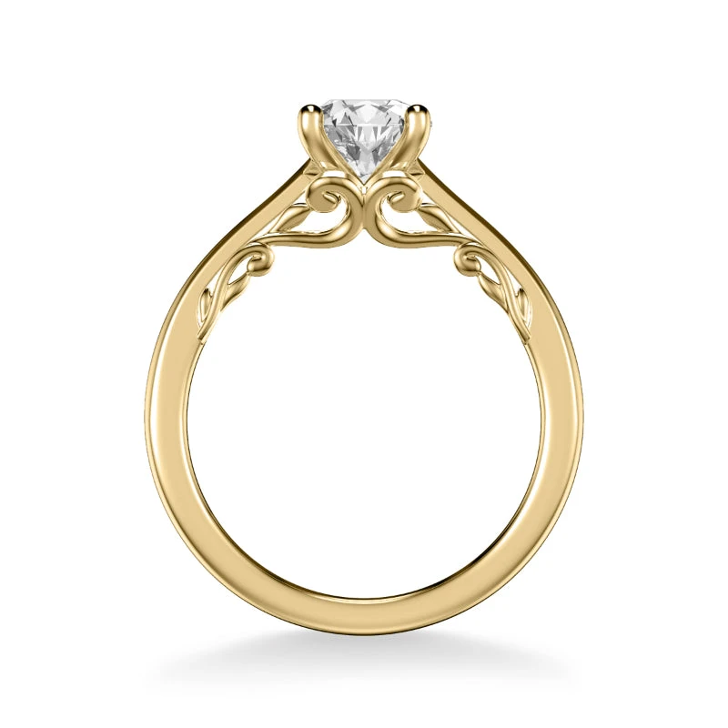 ArtCarved Bridal Artcarved Bridal Mounted With CZ Center Classic Lyric Engagement Ring Carly 14K Yellow Gold - Image 3