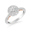 ArtCarved Bridal Artcarved Bridal Mounted With CZ Center Classic Lyric Halo Engagement Ring Hazel 14K White Gold Primary & 14K Rose Gold