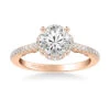 ArtCarved Bridal Artcarved Bridal Semi-Mounted With Side Stones Classic Lyric Halo Engagement Ring Gladys 14K Rose Gold