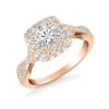 ArtCarved Bridal Artcarved Bridal Mounted With CZ Center Contemporary Lyric Halo Engagement Ring Shelby 14K Rose Gold