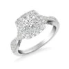 ArtCarved Bridal Artcarved Bridal Mounted With CZ Center Contemporary Lyric Halo Engagement Ring Shelby 14K White Gold