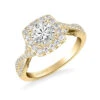 ArtCarved Bridal Artcarved Bridal Semi-Mounted With Side Stones Contemporary Lyric Halo Engagement Ring Shelby 14K Yellow Gold