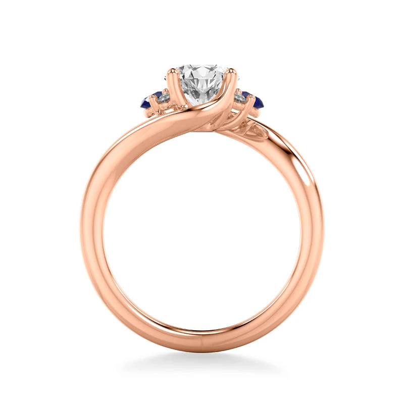 ArtCarved Bridal Artcarved Bridal Semi-Mounted With Side Stones Contemporary Engagement Ring 14K Rose Gold & Blue Sapphire - Image 3