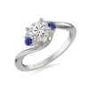 ArtCarved Bridal Artcarved Bridal Mounted With CZ Center Contemporary Engagement Ring 18K White Gold & Blue Sapphire