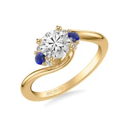 ArtCarved Bridal Artcarved Bridal Semi-Mounted With Side Stones Contemporary Engagement Ring 18K Yellow Gold & Blue Sapphire