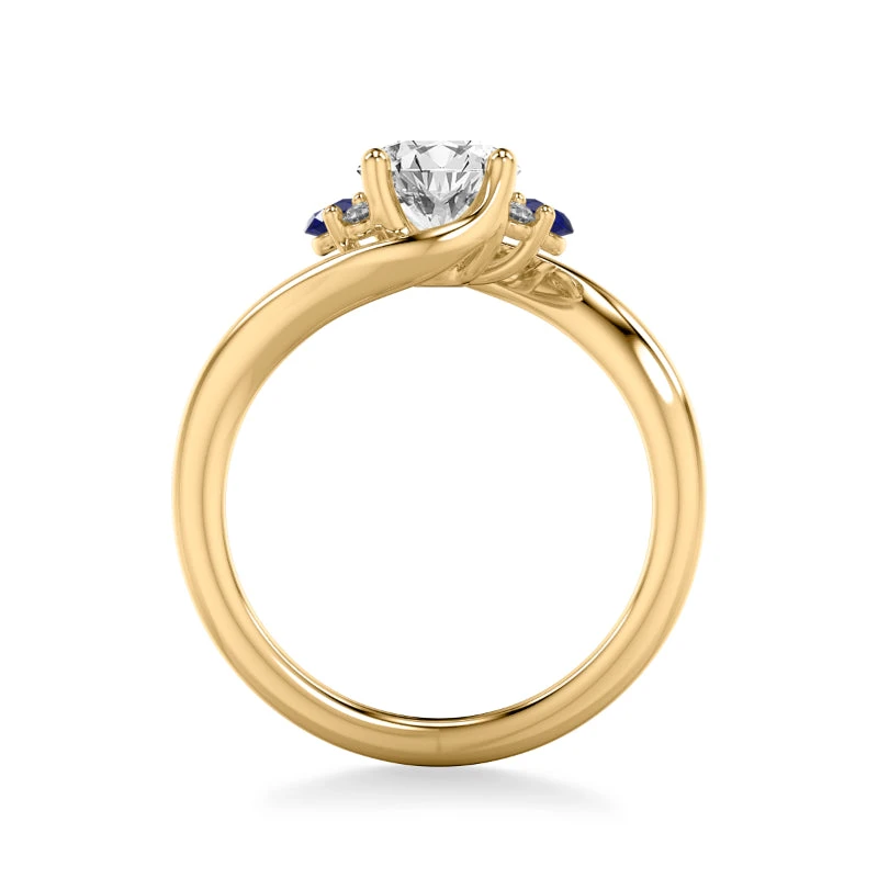 ArtCarved Bridal Artcarved Bridal Semi-Mounted With Side Stones Contemporary Engagement Ring 14K Yellow Gold & Blue Sapphire - Image 3