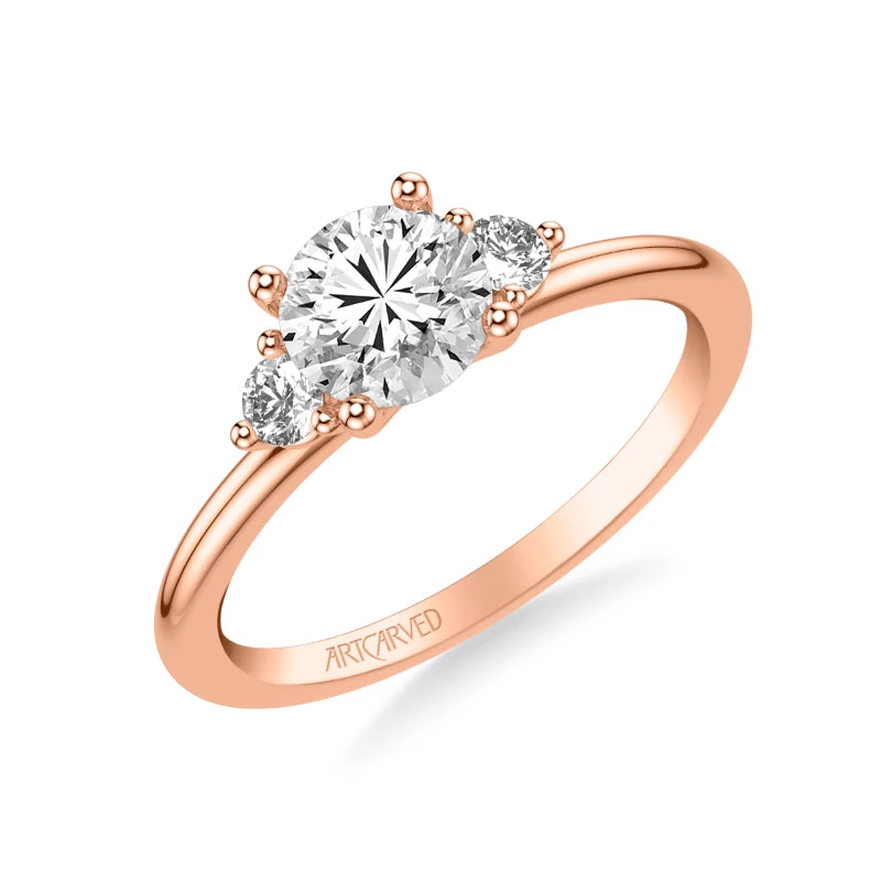 ArtCarved Bridal Artcarved Bridal Semi-Mounted With Side Stones Classic Engagement Ring 18K Rose Gold