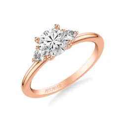 ArtCarved Bridal Artcarved Bridal Semi-Mounted With Side Stones Classic Engagement Ring 14K Rose Gold