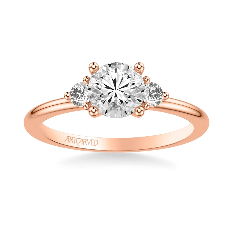ArtCarved Bridal Artcarved Bridal Semi-Mounted With Side Stones Classic Engagement Ring 18K Rose Gold - Image 2