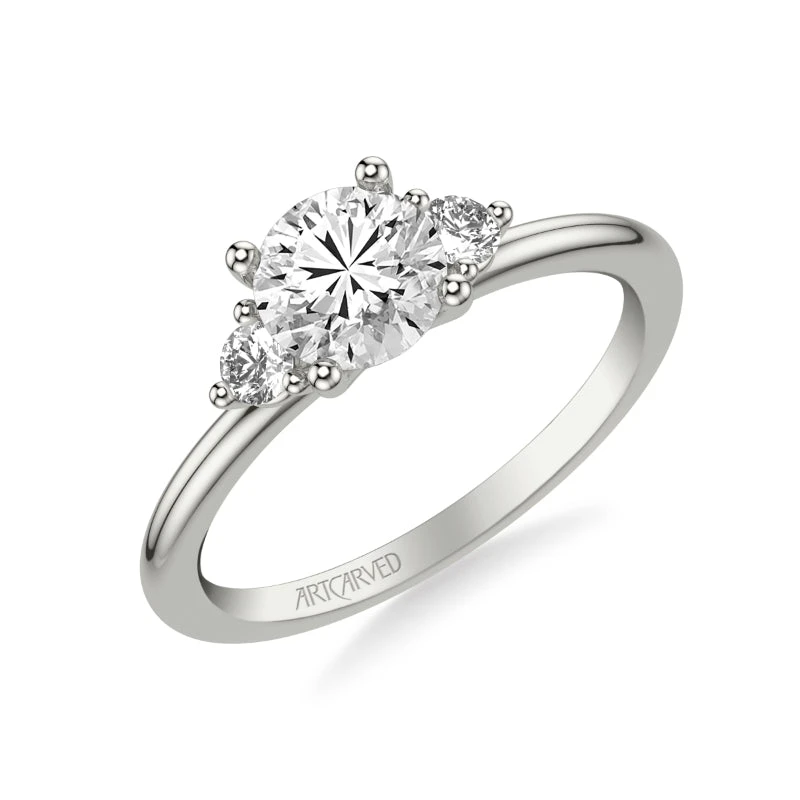 ArtCarved Bridal Artcarved Bridal Mounted With CZ Center Classic Engagement Ring 14K White Gold