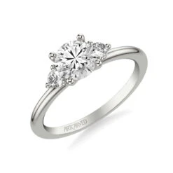 ArtCarved Bridal Artcarved Bridal Semi-Mounted With Side Stones Classic Engagement Ring 14K White Gold