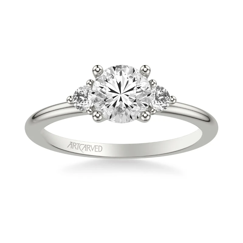 ArtCarved Bridal Artcarved Bridal Mounted With CZ Center Classic Engagement Ring 14K White Gold - Image 2