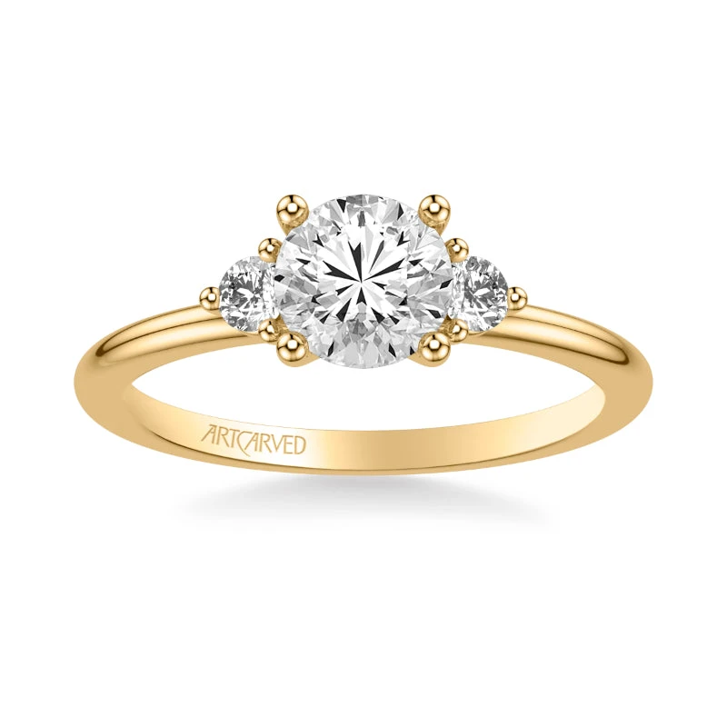 ArtCarved Bridal Artcarved Bridal Mounted With CZ Center Classic Engagement Ring 18K Yellow Gold - Image 2