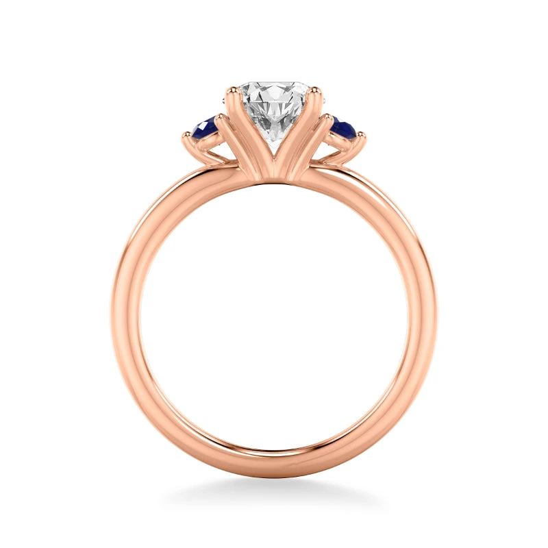 ArtCarved Bridal Artcarved Bridal Mounted With CZ Center Classic Engagement Ring 18K Rose Gold & Blue Sapphire - Image 3