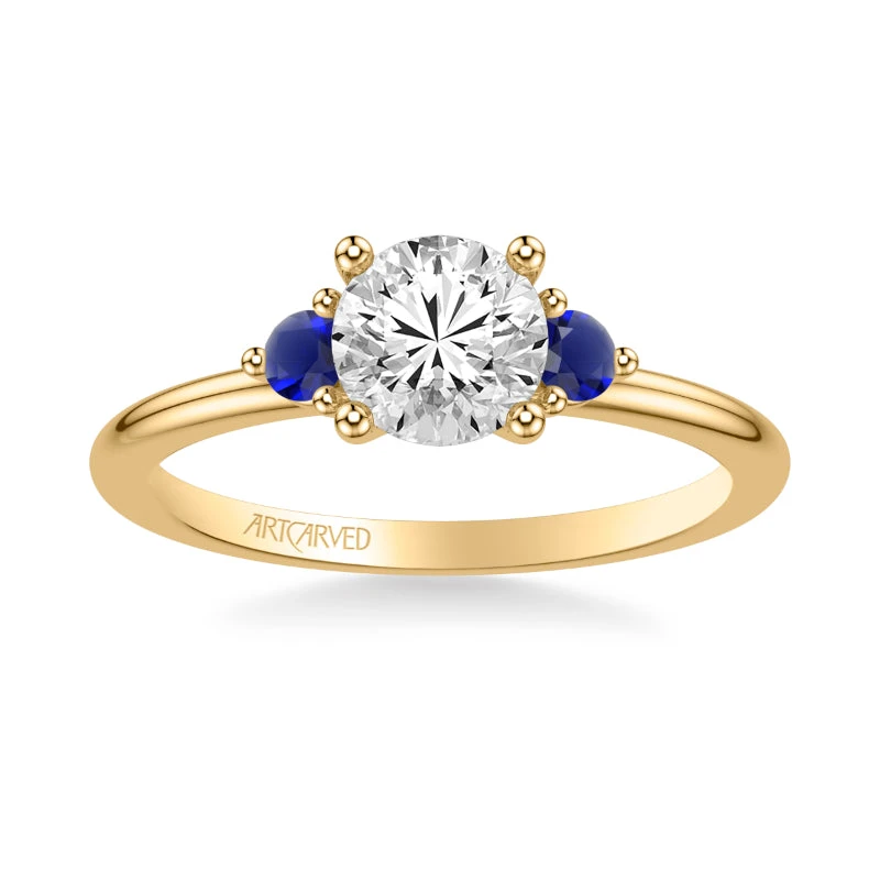 ArtCarved Bridal Artcarved Bridal Mounted With CZ Center Classic Engagement Ring 18K Yellow Gold & Blue Sapphire - Image 2