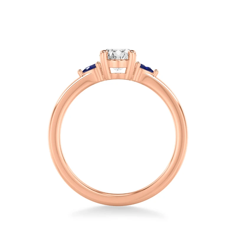 ArtCarved Bridal Artcarved Bridal Semi-Mounted With Side Stones Classic Gemstone Engagement Ring 14K Rose Gold & Blue Sapphire - Image 3