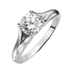 ArtCarved Bridal Artcarved Bridal Mounted With CZ Center Classic Engagement Ring Tally 14K White Gold