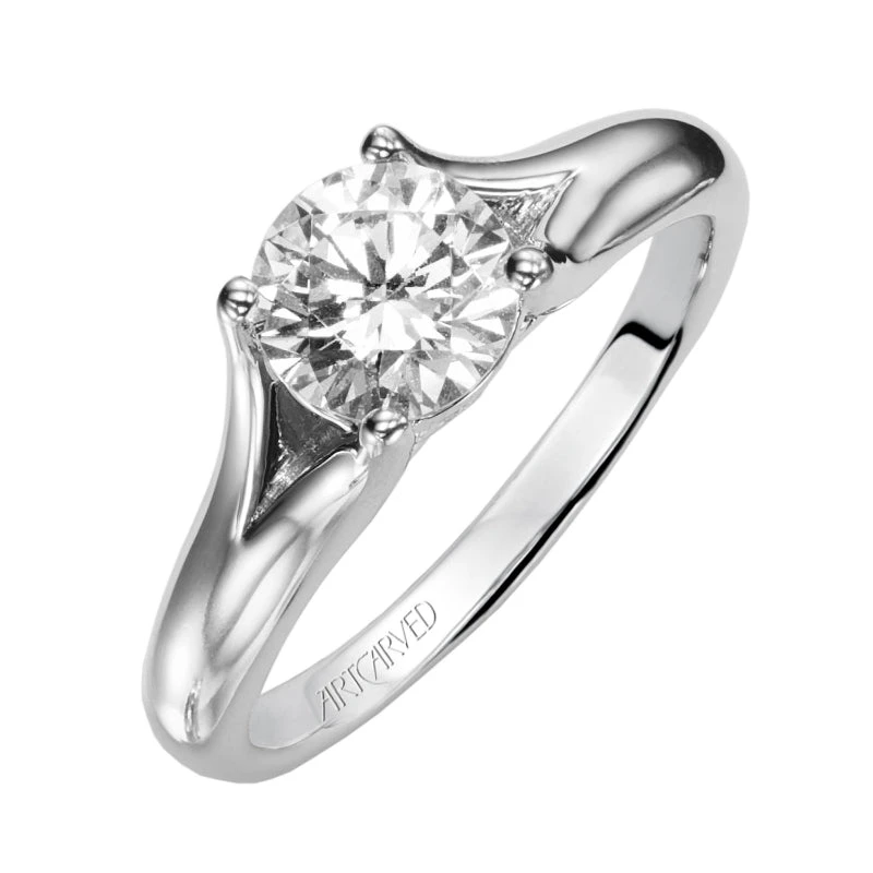 ArtCarved Bridal Artcarved Bridal Mounted With CZ Center Classic Engagement Ring Tally 14K White Gold