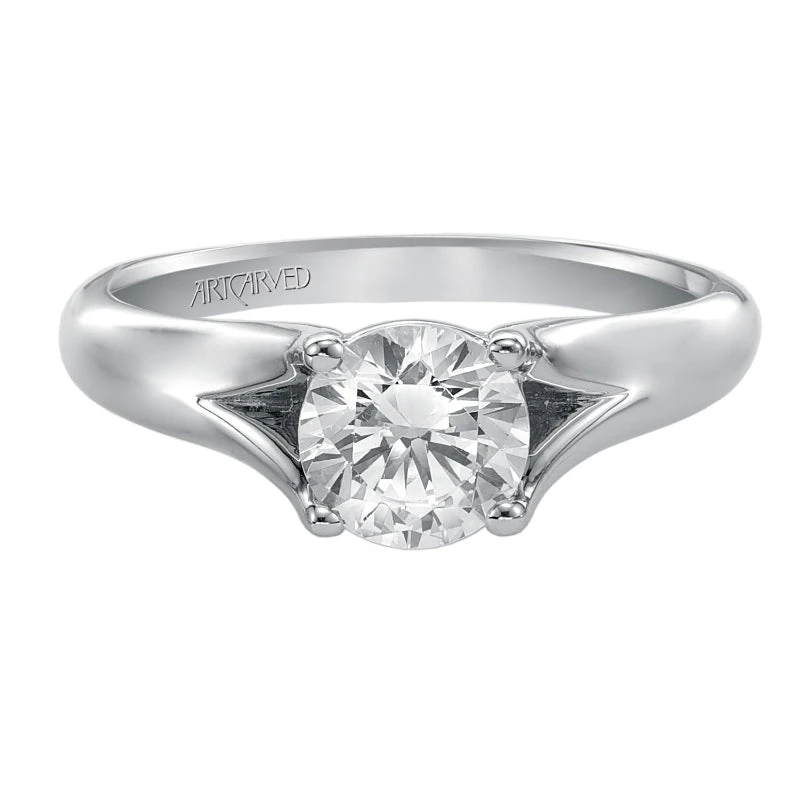 ArtCarved Bridal Artcarved Bridal Mounted With CZ Center Classic Engagement Ring Tally 14K White Gold - Image 2