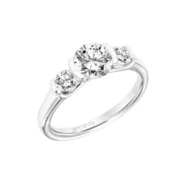 ArtCarved Bridal Artcarved Bridal Mounted With CZ Center Contemporary 3-Stone Engagement Ring Adriana 14K White Gold