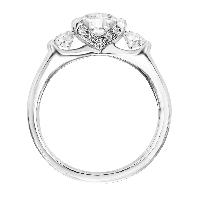 ArtCarved Bridal Artcarved Bridal Mounted With CZ Center Contemporary 3-Stone Engagement Ring Adriana 14K White Gold - Image 3