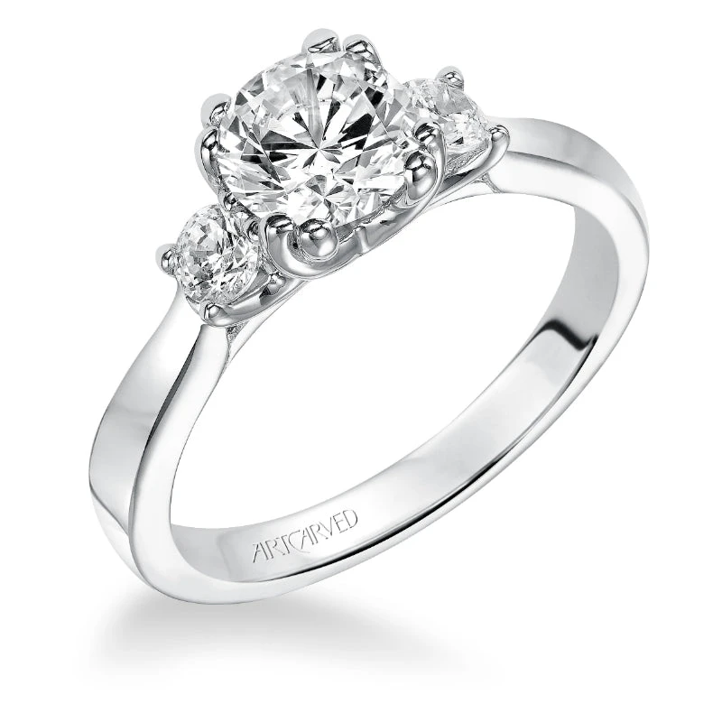 ArtCarved Bridal Artcarved Bridal Mounted With CZ Center Classic 3-Stone Engagement Ring Amanda 14K White Gold