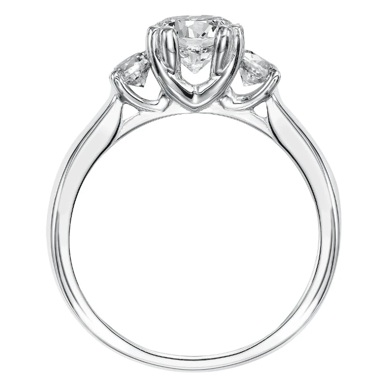 ArtCarved Bridal Artcarved Bridal Semi-Mounted With Side Stones Classic 3-Stone Engagement Ring Amanda 14K White Gold - Image 3