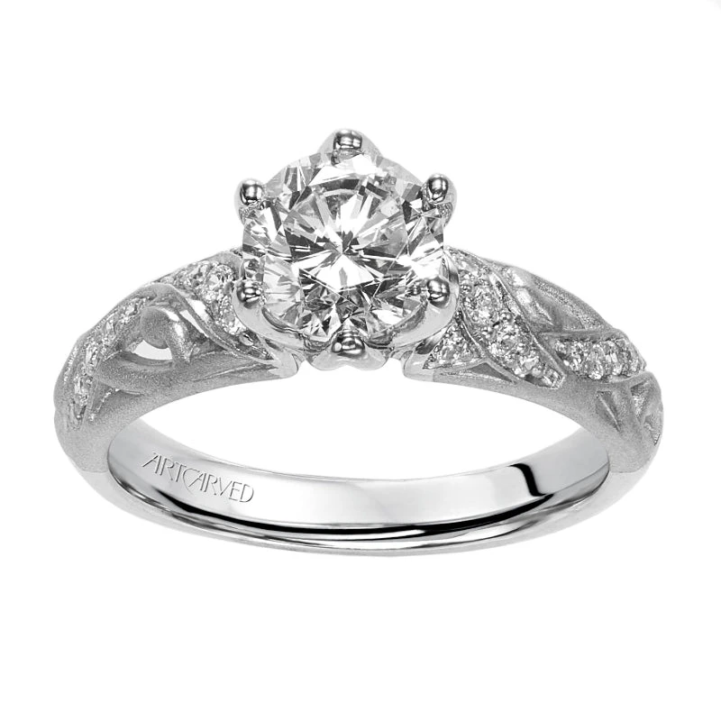 ArtCarved Bridal Artcarved Bridal Mounted With CZ Center Vintage Engagement Ring Amy 14K White Gold