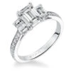 ArtCarved Bridal Artcarved Bridal Mounted With CZ Center Classic 3-Stone Engagement Ring Ashley 14K White Gold