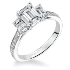 ArtCarved Bridal Artcarved Bridal Mounted With CZ Center Classic 3-Stone Engagement Ring Ashley 14K White Gold