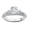 ArtCarved Bridal Artcarved Bridal Mounted With CZ Center Vintage 3-Stone Engagement Ring Avery 14K White Gold