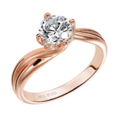 ArtCarved Bridal Artcarved Bridal Semi-Mounted With Side Stones Contemporary Twist Solitaire Engagement Ring Whitney 14K Rose Gold