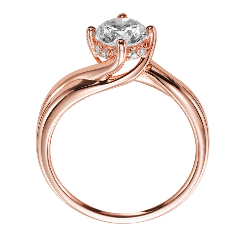 ArtCarved Bridal Artcarved Bridal Semi-Mounted With Side Stones Contemporary Twist Solitaire Engagement Ring Whitney 14K Rose Gold - Image 3