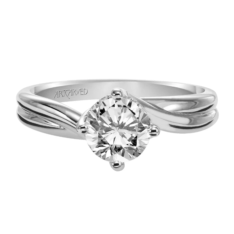 ArtCarved Bridal Artcarved Bridal Mounted With CZ Center Contemporary Twist Solitaire Engagement Ring Whitney 14K White Gold - Image 2