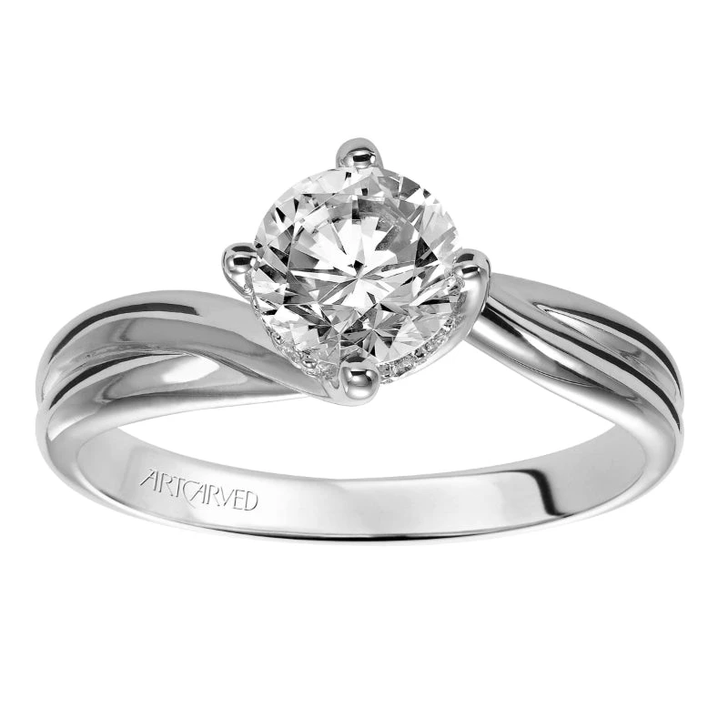 ArtCarved Bridal Artcarved Bridal Mounted With CZ Center Contemporary Twist Solitaire Engagement Ring Whitney 14K White Gold - Image 4