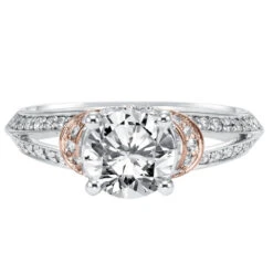 ArtCarved Bridal Artcarved Bridal Semi-Mounted With Side Stones Contemporary Engagement Ring Tahlia 14K White Gold Primary & 14K Rose Gold