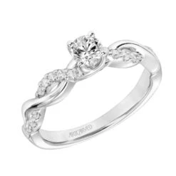 ArtCarved Bridal Artcarved Bridal Semi-Mounted With Side Stones Contemporary One Love Engagement Ring Gabriella 18K White Gold