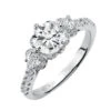 ArtCarved Bridal Artcarved Bridal Mounted With CZ Center Contemporary 3-Stone Engagement Ring Cindy 14K White Gold