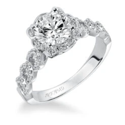 ArtCarved Bridal Artcarved Bridal Mounted With CZ Center Contemporary Halo Engagement Ring Noelle 14K White Gold