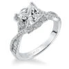 ArtCarved Bridal Artcarved Bridal Semi-Mounted With Side Stones Contemporary Floral Diamond Engagement Ring Leslie 14K White Gold