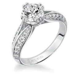 ArtCarved Bridal Artcarved Bridal Semi-Mounted With Side Stones Contemporary Engagement Ring Lexi 14K White Gold