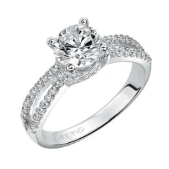 ArtCarved Bridal Artcarved Bridal Mounted With CZ Center Contemporary Engagement Ring Melanie 14K White Gold