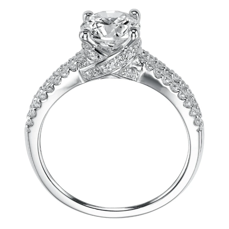 ArtCarved Bridal Artcarved Bridal Semi-Mounted With Side Stones Contemporary Engagement Ring Melanie 14K White Gold - Image 3