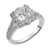 ArtCarved Bridal Artcarved Bridal Mounted With CZ Center Contemporary Halo Engagement Ring Mona 14K White Gold