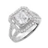 ArtCarved Bridal Artcarved Bridal Semi-Mounted With Side Stones Classic Halo Engagement Ring Francine 14K White Gold