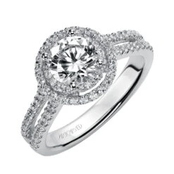 ArtCarved Bridal Artcarved Bridal Mounted With CZ Center Classic Halo Engagement Ring Callie 14K White Gold