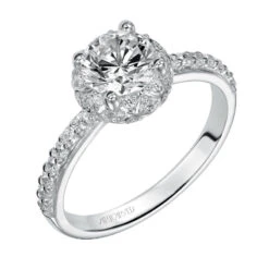 ArtCarved Bridal Artcarved Bridal Mounted With CZ Center Contemporary Halo Engagement Ring Ellen 14K White Gold
