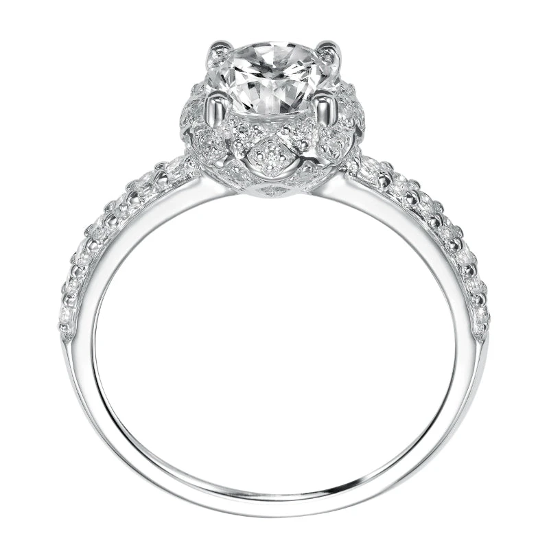 ArtCarved Bridal Artcarved Bridal Mounted With CZ Center Contemporary Halo Engagement Ring Ellen 14K White Gold - Image 3